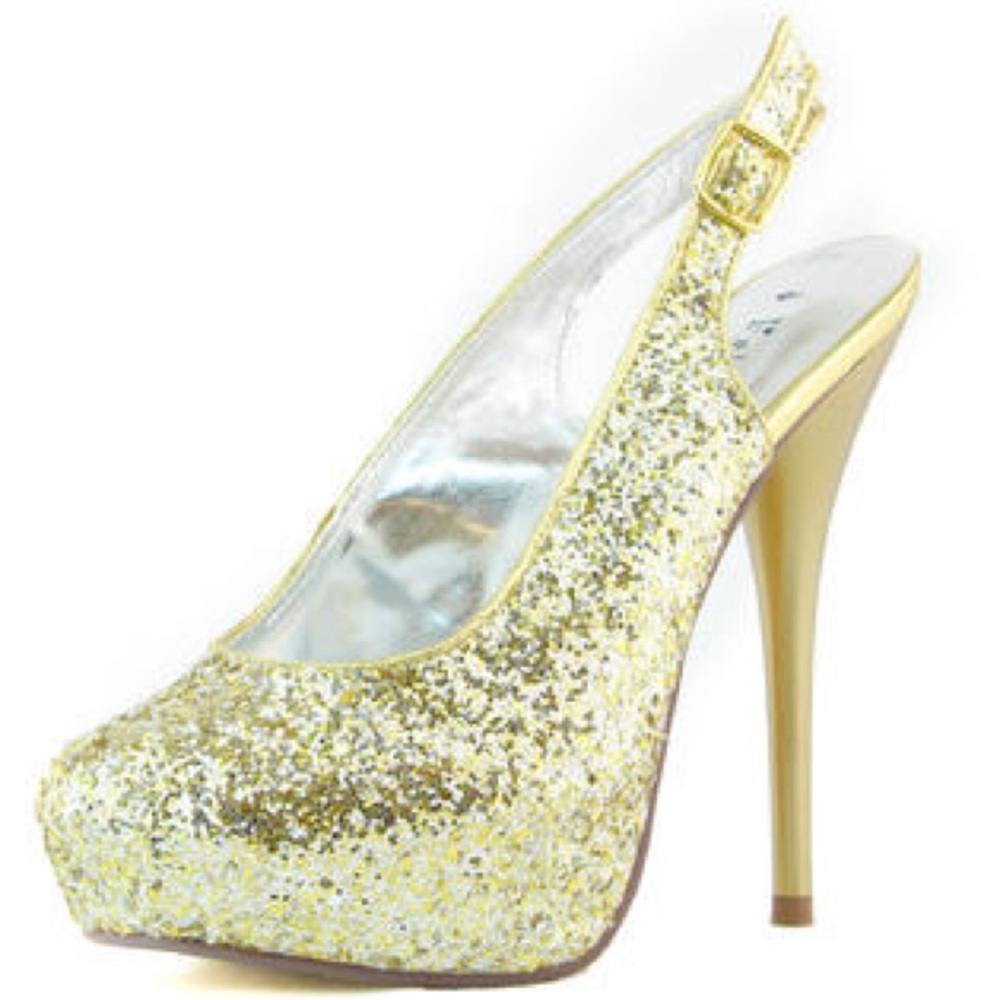 🌸Fahrenheit Landi Gold Glitter Slingback Heels🌸